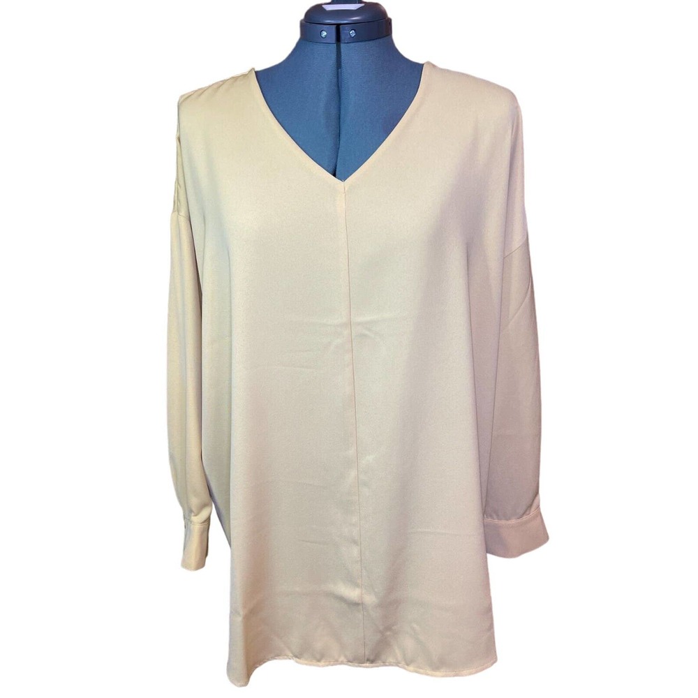 Alfani Womens Long Sleeve V-Neck Top Blouse Yellow Size 1X New